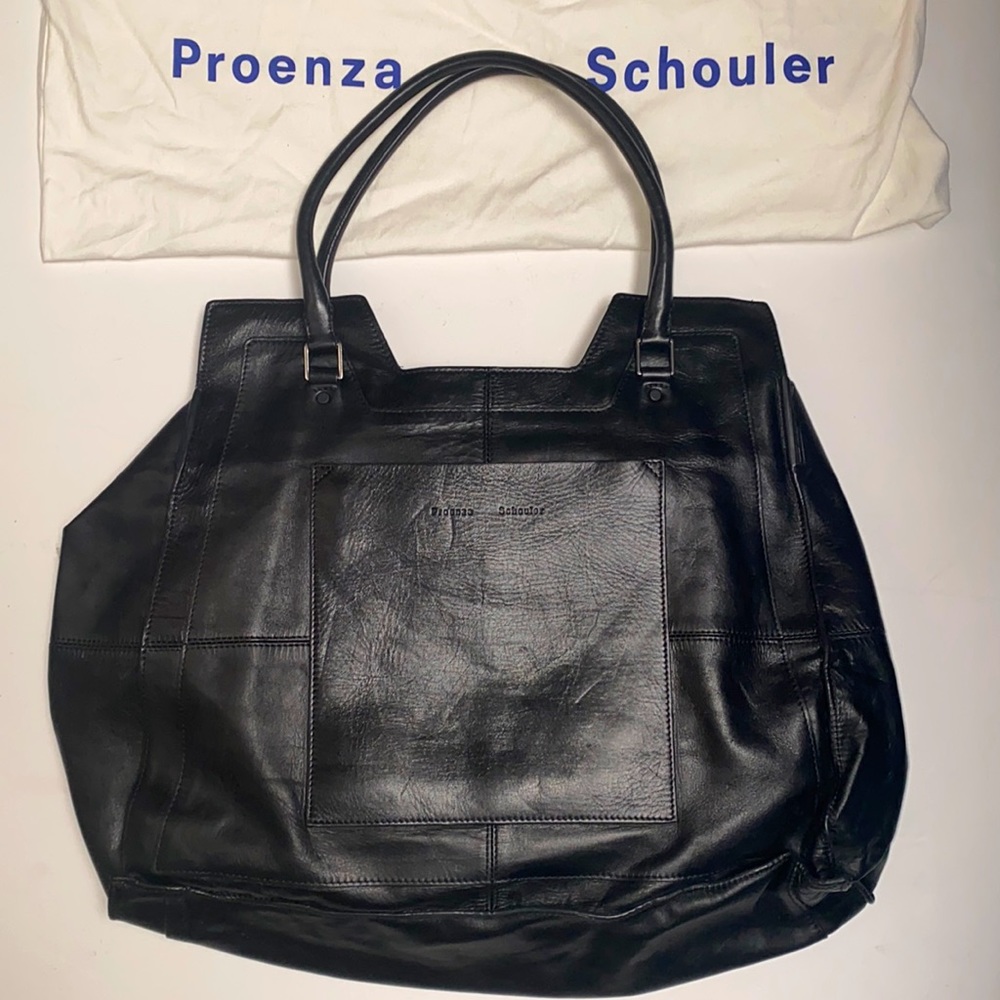 Proenza Shouler Handbag Black Leather Top Handle Large Shoulder Bag